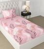 Pink Floral 180 TC Microfiber Single Bedsheet With 1 Pillow Cover