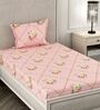Pink Floral 180 TC Microfiber Single Bedsheet With 1 Pillow Cover