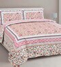 Pink Floral 200 TC 100% Cotton King Sized Bed Sheets with 2 Pillow Covers