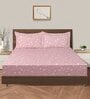 Pink Floral 200 TC Cotton King Sized Bedsheet with 2 pillow cover
