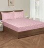 Pink Floral 200 TC Cotton King Sized Bedsheet with 2 pillow cover