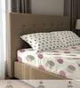 Pink Floral 200 TC Cotton King Sized Fitted Bedsheet with 2 Pillow Covers