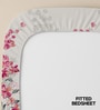 Pink Floral 200 TC Cotton King Sized Fitted Bedsheet with 2 Pillow Covers