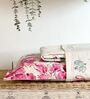 Pink Floral 200 TC Cotton Single Bedsheet with 1 Pillow Cover