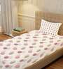 Pink Floral 200 TC Cotton Single Bedsheet with 1 Pillow Cover
