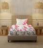 Pink Floral 200 TC Cotton Single Bedsheet with 1 Pillow Cover