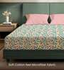 Pink Floral 200 TC Microfiber Double Bedsheet with 2 Pillow Covers
