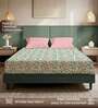 Pink Floral 200 TC Microfiber Double Bedsheet with 2 Pillow Covers