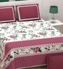 Pink Floral 210 TC Cotton King Sized Bed Sheets with 2 Pillow Covers