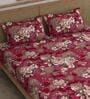 Pink Floral 210 TC Microfiber Double King Size Bedsheet With 2 Pillow Covers