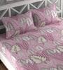 Pink Floral 210 TC Microfiber Double Queen Bedsheet With 2 Pillow Covers