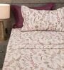 Pink Floral 210TC 100% Cotton Printed Flat Super King Bedsheet With 2 Pillow Covers