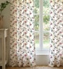 Pink Cotton Floral 7 Ft Eyelet Door Curtains (Set Of 2)