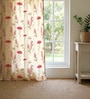 Pink Cotton Floral 8 Ft Eyelet Door Curtains (Set Of 2)