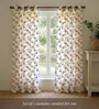 Pink Cotton Floral 8 Ft Eyelet Door Curtains (Set Of 2)