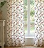 Pink Cotton Floral 5 Ft Eyelet Window Curtains (Set Of 2)