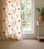 Pink Cotton Floral 5 Ft Eyelet Window Curtains (Set Of 2)