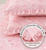 Pink Floral 260 Tc Polycotton King Fitted Bedsheet With 2 Pillow Covers