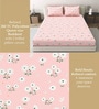 Pink Floral 260 Tc Polycotton King Fitted Bedsheet With 2 Pillow Covers