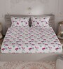 Pink Floral 300 TC 100% Cotton Double Bedsheet With 2 Pillow Covers Amorous Collection