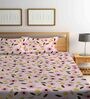 Pink Floral 300 TC Cotton Blend King Sized Fitted Bed Sheets with 2 Pillow Covers
