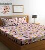 Pink Floral 300 TC Cotton Blend King Sized Fitted Bed Sheets with 2 Pillow Covers
