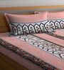 Pink Floral 300 TC Cotton Blend Double King Size Bedsheet with 2 Pillow Covers