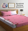 Pink Floral 300 TC Cotton Blend Double King Sized Bedsheet With 2 Pillow Covers