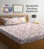 Pink Floral 300 TC Cotton Blend Double King Sized Bedsheet With 2 Pillow Covers