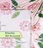 Pink Floral 300 TC Cotton Blend King Size Fitted Double Bedsheet with 2 Pillow Covers