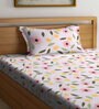 Pink Floral 300 TC Cotton Blend Single Bedsheet with 1 Pillow Cover