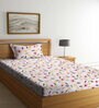Pink Floral 300 TC Cotton Blend Single Bedsheet with 1 Pillow Cover