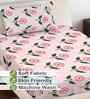 Pink Floral 300 TC Cotton Blend Single Bedsheet with 1 Pillow Cover