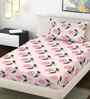 Pink Floral 300 TC Cotton Blend Single Bedsheet with 1 Pillow Cover