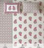 Pink Floral 300 TC Cotton Double Bedsheet with 2 Pillow Covers