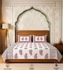 Pink Floral 300 TC Cotton Double Bedsheet with 2 Pillow Covers