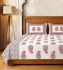 Pink Floral 300 TC Cotton Double Bedsheet with 2 Pillow Covers