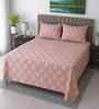 Pink Floral 400 Tc Cotton Queen Size Bedsheet With 2 Pillow Covers