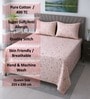 Pink Floral 400 Tc Cotton Queen Size Bedsheet With 2 Pillow Covers