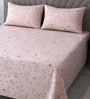 Pink Floral 400 Tc Cotton Queen Size Bedsheet With 2 Pillow Covers
