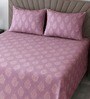 Pink Floral 400 Tc Cotton Queen Size Bedsheet With 2 Pillow Covers