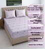 Pink Floral 400 TC Cotton Queen Size Fitted Bedsheet With 2 Pillow Covers