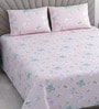 Pink Floral 400 TC Cotton Superking Size Bedsheet With 2 Pillow Covers