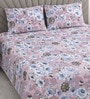 Pink Floral 400 TC Cotton Superking Size Bedsheet With 2 Pillow Covers Threads Nature Collection