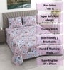 Pink Floral 400 TC Cotton Superking Size Bedsheet With 2 Pillow Covers Threads Nature Collection