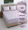Pink Floral 400 TC Cotton Superking Size Fitted Bedsheet With 2 Pillow Covers
