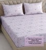 Pink Floral 400 TC Cotton Superking Size Fitted Bedsheet With 2 Pillow Covers