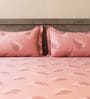 Pink Floral 600TC Cotton Super King Sized Double Bedsheet with 2 Embroidery Pillow Covers