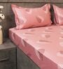 Pink Floral 600TC Cotton Super King Sized Double Bedsheet with 2 Embroidery Pillow Covers