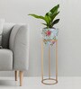 Floral Pink Metal Floor Planter